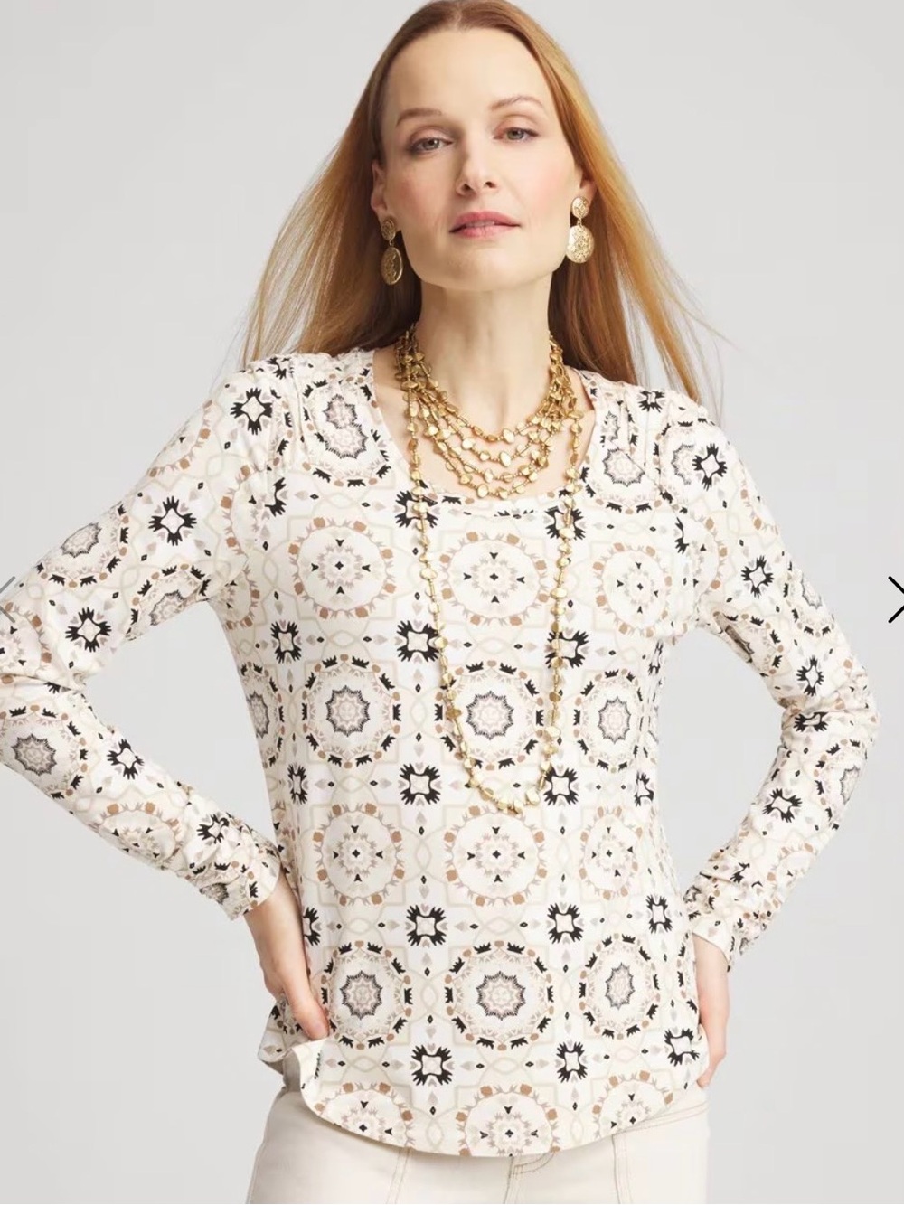 Chico's Touch of Cool Gathered Sleeve Tee